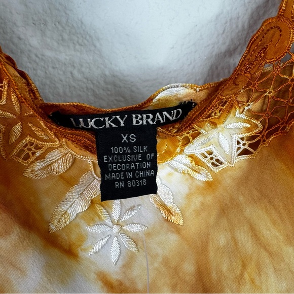 Lucky Brand Orange Tie-Dye Dress Silk Lace Slip XS Surfer Girl - Picture 5 of 12